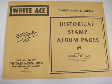 White Ace 1977 Vatican City Single Stamp Album Supplement V-28