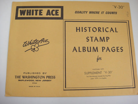 White Ace Stamp Album Supplement Pages Vatican City 1979 V-30