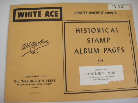 White Ace 1984 Vatican City Singles Stamp Album Supplement V-35 NOS