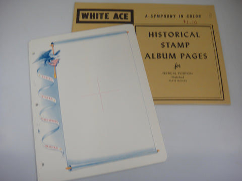 White Ace 15 Blank Pages for Vertical Position Matched Plate Blocks NOS