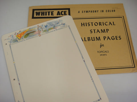 White Ace 12 Blank Supplement Pages Sports On Stamps United States NOS