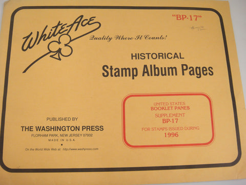 White Ace 1996 United States Booklet Panes Album Supplement  BP-17