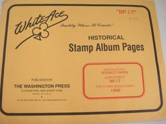 White Ace 1996 United States Booklet Panes Stamp Album Supplement  BP-17 NOS