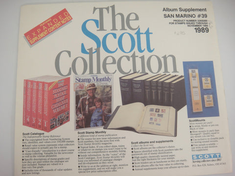 Scott 1989 San Marino Specialty Stamp Album Supplement 39 328S089 NOS
