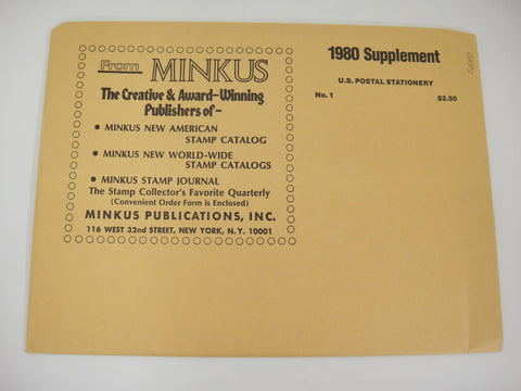 Minkus 1980 United States Postal Stationery Supplement No. 1 New Old Stock