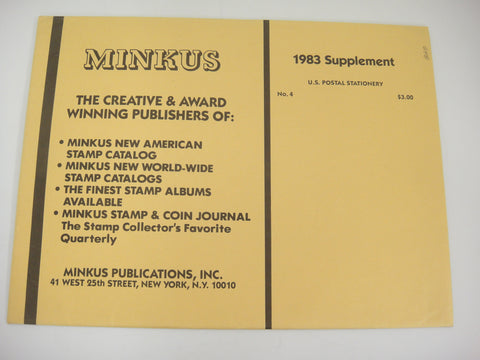 Minkus 1983 United States Postal Stationery Supplement No. 4 New Old Stock