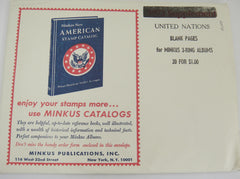 Minkus United Nations 20 Blank Pages for 3-Ring Binders New Old Stock