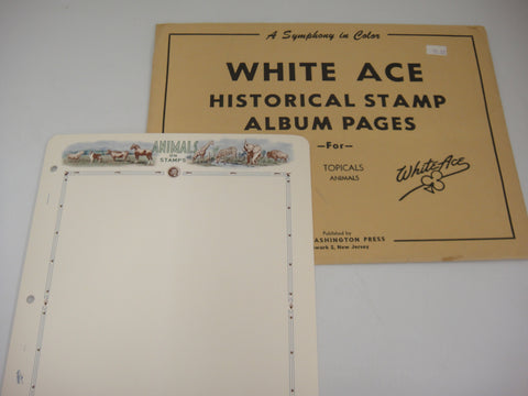 White Ace 10 Blank Supplement Pages Animals on Stamps United States