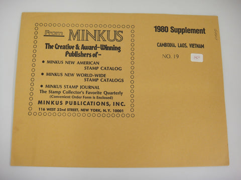 Minkus Cambodia, Laos, Vietnam 1980 Stamp Album Supplement #19 New Old Stock