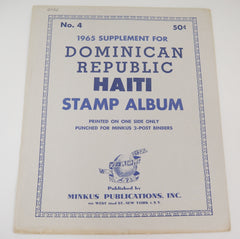 Minkus 1965 Dominican Republic Haiti Stamp Album Supplement 4 New Old Stock