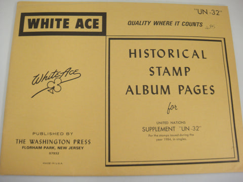 White Ace 1984 United Nations Singles Stamp Album Supplement UN-32
