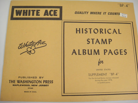 White Ace United States 1978 Booklet Panes Album Supplement BP-4
