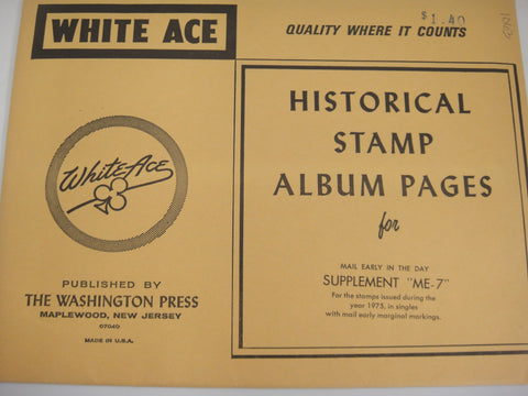 White Ace 1975 Commemorative Mail Early Singles Supplement ME-7 NOS