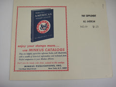 Minkus 1969 All American Stamp Album Supplement U.S. & U.N. No. 19 New Old Stock