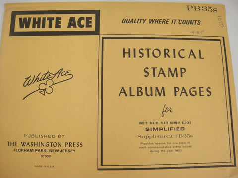 White Ace 1983 United States Commemorative Plate Blocks Simplified Supplement  PB-35s