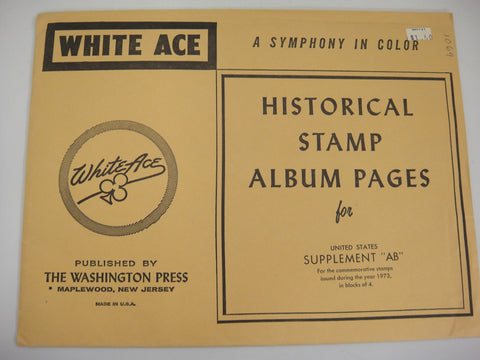 White Ace 1973 United States Commemorative Stamps in Blocks of 4 Supplement AB