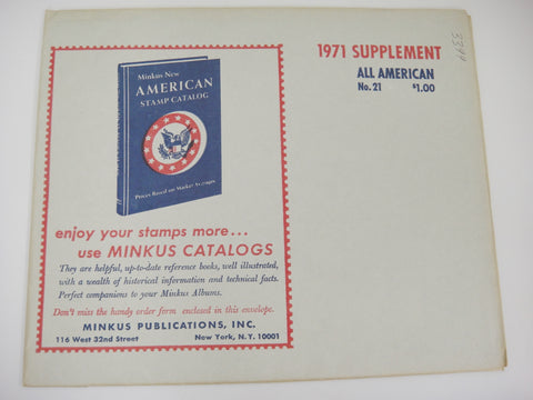 Minkus All American Part 1 Stamp Supplement 21 United States 1971 New Old Stock