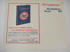 Minkus 1973 All American Stamp Supplement 23 United States & UN  New Old Stock