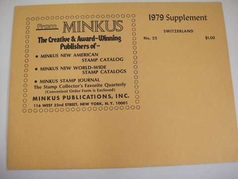 Minkus 1979 Switzerland Stamp Album Supplement 22 NOS