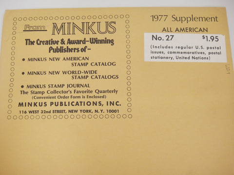 Minkus 1977 All American Stamp Supplement #27 United States Complete New Old Stock