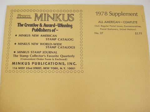 Minkus 1978 All American Stamp Supplement #28 United States Complete New Old Stock
