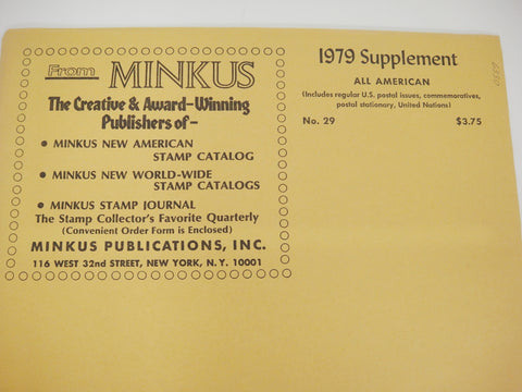 Minkus 1979 All American Stamp Supplement 29 Complete United States MAA179 New Old Stock