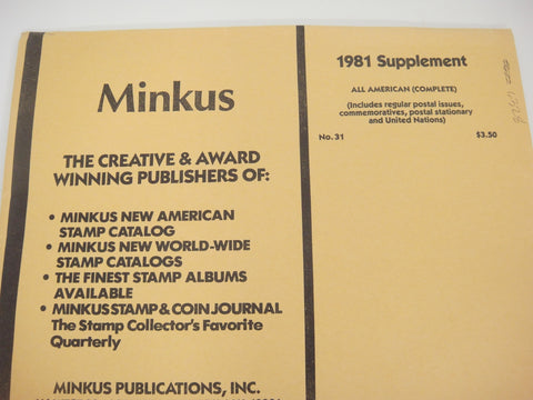 Minkus All American Part 1 Stamp Supplement 31 Complete United States 1981 MAA181