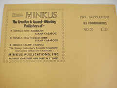 Minkus 1975 United States Commemoratives Stamp Supplement #26 NOS