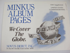 Minkus 1991 US Commemoratives Stamp Album Supplement 42 MUSC91