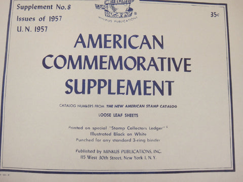 Minkus 1957 American Commemorative Supplement and U.N. Issues #8 New Old Stock