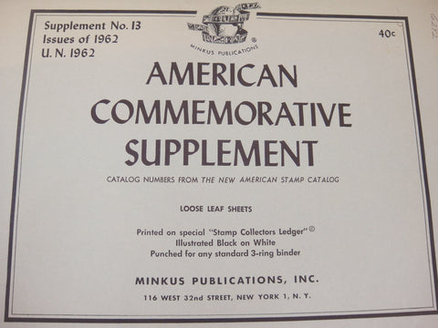 Minkus 1962 American Commemorative Supplement and U.N. Issues #13 New Old Stock