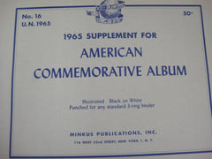 Minkus 1965 American Commemoratives Stamp Supplement and U.N. Issues #16 NOS