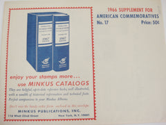 Minkus 1966 American Commemoratives Stamp Supplement and U.N. Issues #17 NOS
