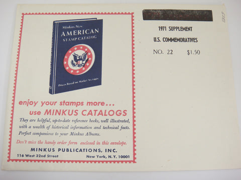 Minkus 1971 U.S. Commemoratives Supplement and U.N. Issues 22 New Old Stock