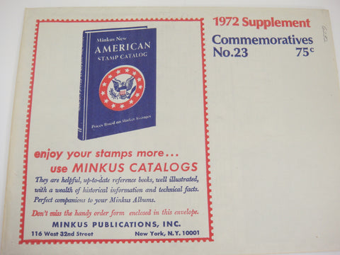 Minkus 1972 U.S. Commemoratives Supplement and U.N. Issues 23 New Old Stock