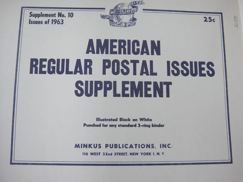 Minkus 1963 American Regular Postal Issues Supplement #10 New Old Stock