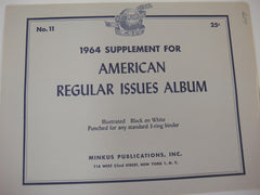 Minkus 1964 American Regular Postal Issues Stamp Supplement #11 New Old Stock