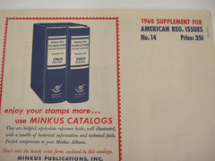 Minkus 1968 American Regular Postal Issues Stamp Supplement #14 New Old Stock