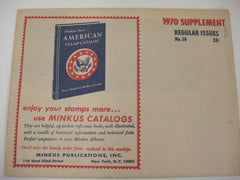 Minkus 1970 American Regular Postal Issues Stamp Supplement #16 New Old Stock