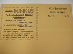 Minkus 1974 American Regular Postal Issues Stamp Supplement #20 New Old Stock