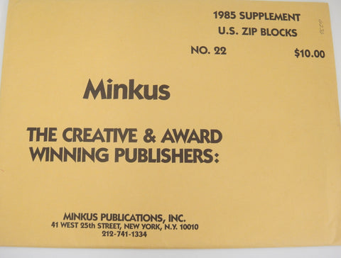 Minkus 1985 Zip Blocks Stamp Album Supplement 22 United States New Old Stock