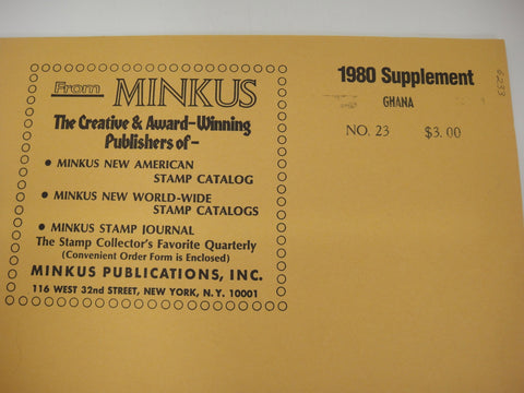 Minkus 1980 Ghana Stamp Album Supplement #23 New Old Stock