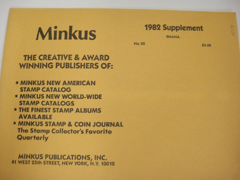 Minkus 1982 Ghana Stamp Album Supplement #25 New Old Stock
