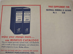 Minkus 1968 Guatemala Honduras El Salvador Stamp Album Supplement #6
