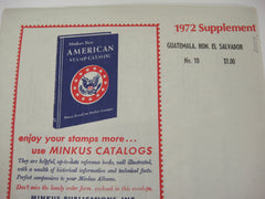Minkus 1972 Guatemala Honduras El Salvador Stamp Album Supplement #10