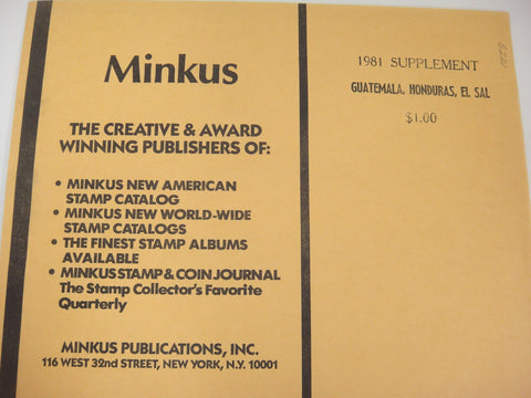 Minkus 1981 Guatemala, Honduras, El Salvador Stamp Album Supplement #19