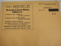 Minkus 1977 Germany Stamp Album Supplement #19 New Old Stock