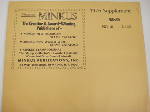 Minkus 1976 Germany Stamp Album Supplement #18 New Old Stock