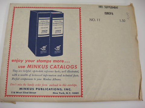 Minkus 1971 Europa Stamp Album Supplement #11 New Old Stock