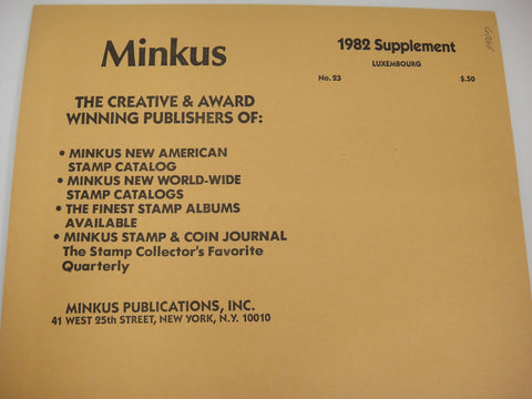 Minkus 1982 Luxembourg Stamp Album Supplement #23